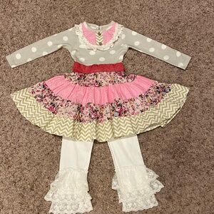 New Haute Baby 2pc Toddler Girls Dress & Ivory lace Leggings Set 3T NEW NWT